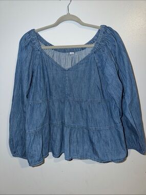 Denim Long Sleeve Top